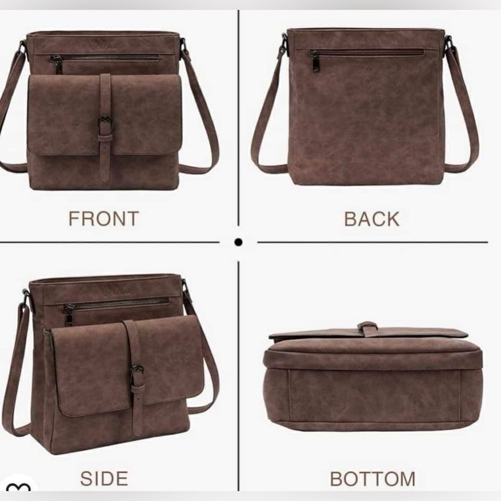 Celela Vegan Leather Cross Body Bag with Adjustable Strap ~ Classic Design - Picture 9 of 10